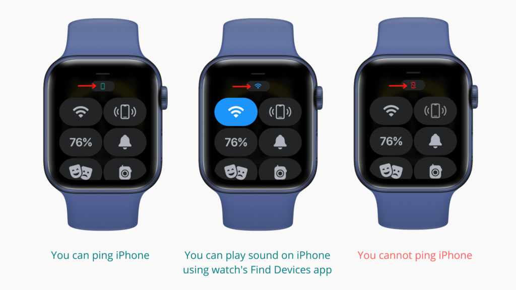 why can't i ping my iphone from my apple watch
