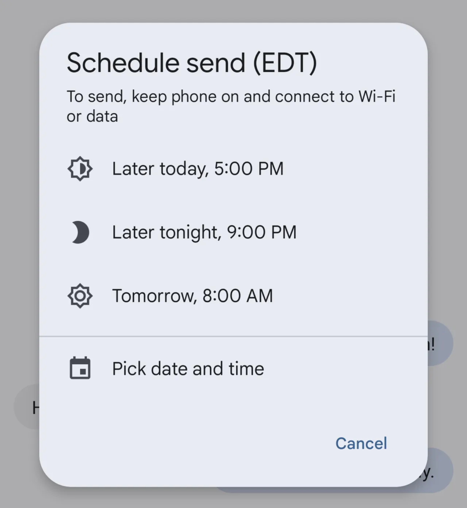 how to schedule a text on android